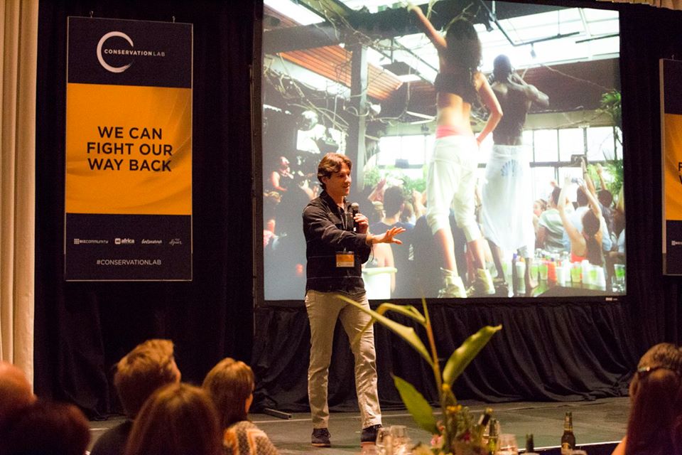 Gilad delivers his TACTIC talk on stage at the Conservation Lab 2016