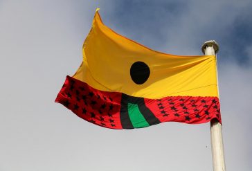 Larry Achiampong Pan African Flag for the Relic Travellers' Alliance