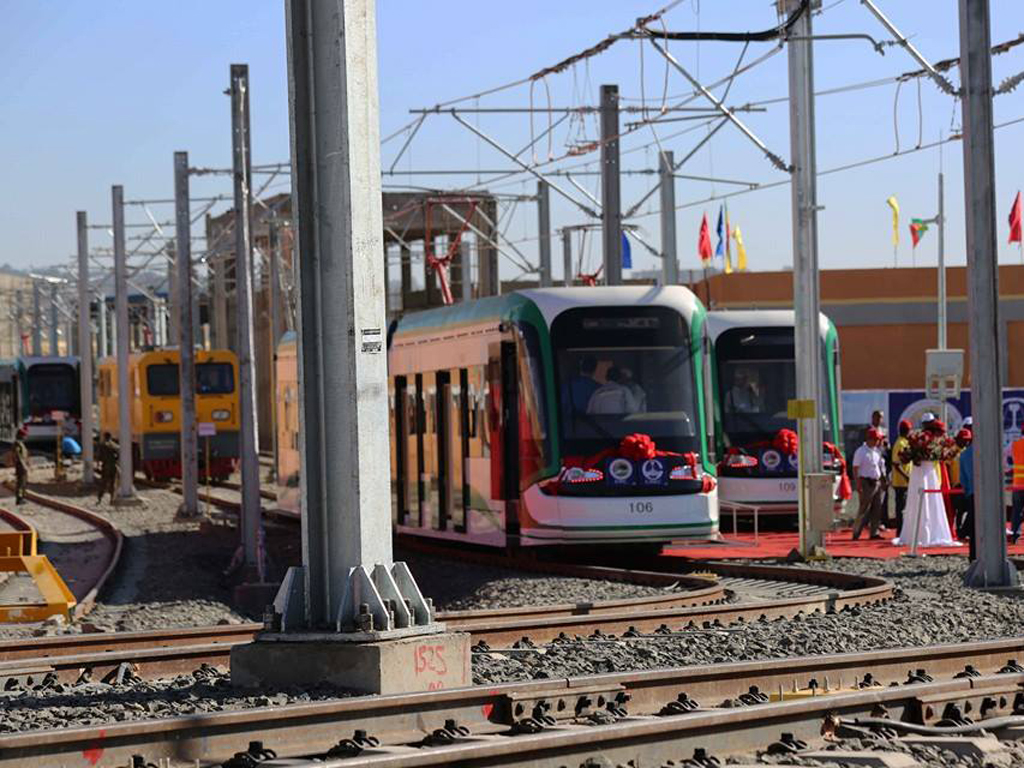 Tram-test running of the light rail in Addis Ababa