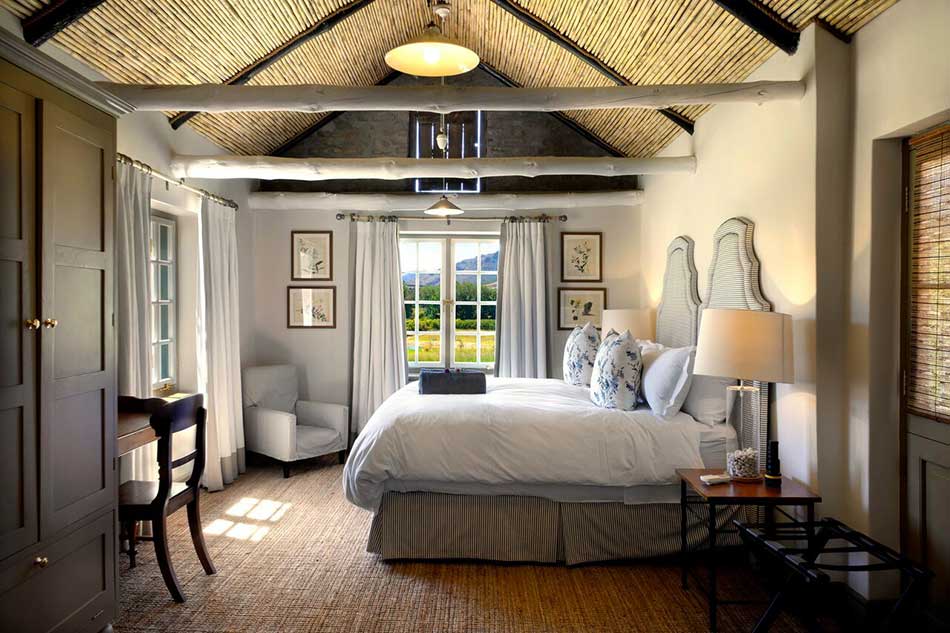 Bedroom aesthetic in one of the Werf Cottages, Boschendal Farm